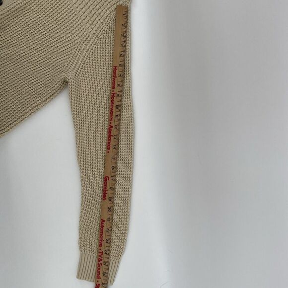 Club Room Chunky Waffle Cardigan Sweater Mens Large Grandpa Dad Cotton Beige Tan - Picture 3 of 10